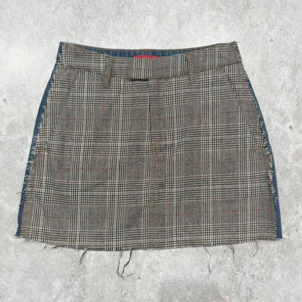 Glen Plaid Patchwork Mini Skirt